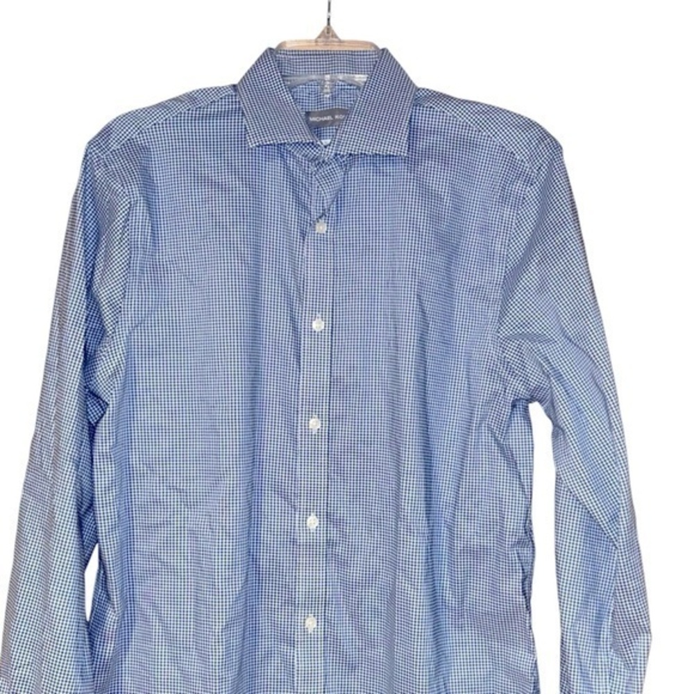 Michael Kors Gingham Dress Shirt Slim Fit Airsoft Stretch No Iron M 15.5‎ 32/3